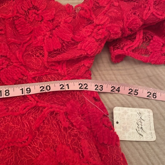 ❤️ NWT Free People LE FLEUR Floral Lace Babydoll Swing Mini Dress in Red. NWT. M - Picture 6 of 11